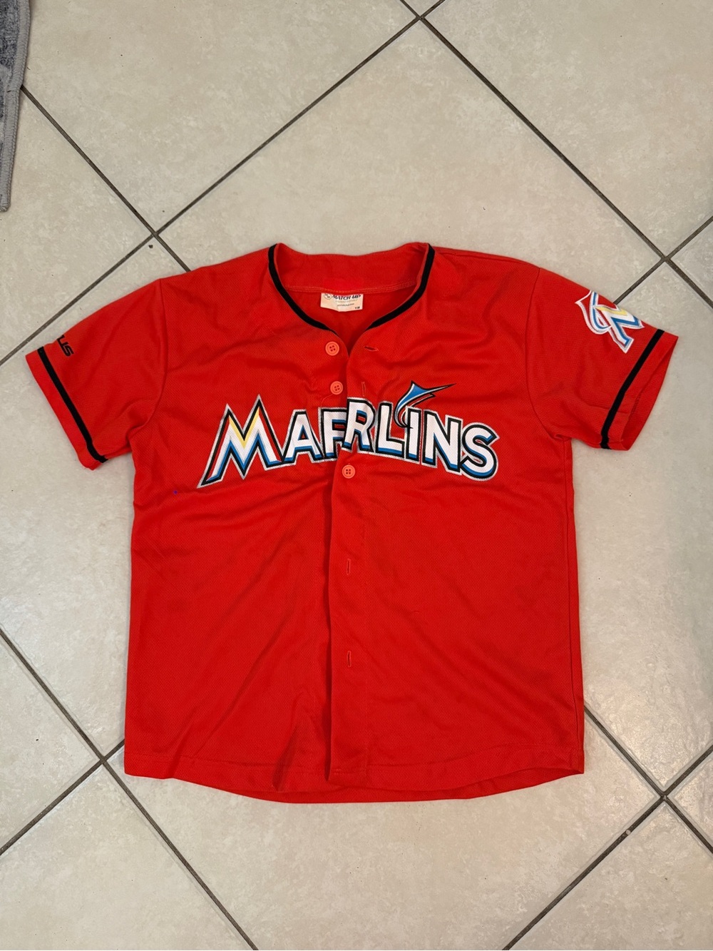 Match Kids Red Marlins Baseball Jersey